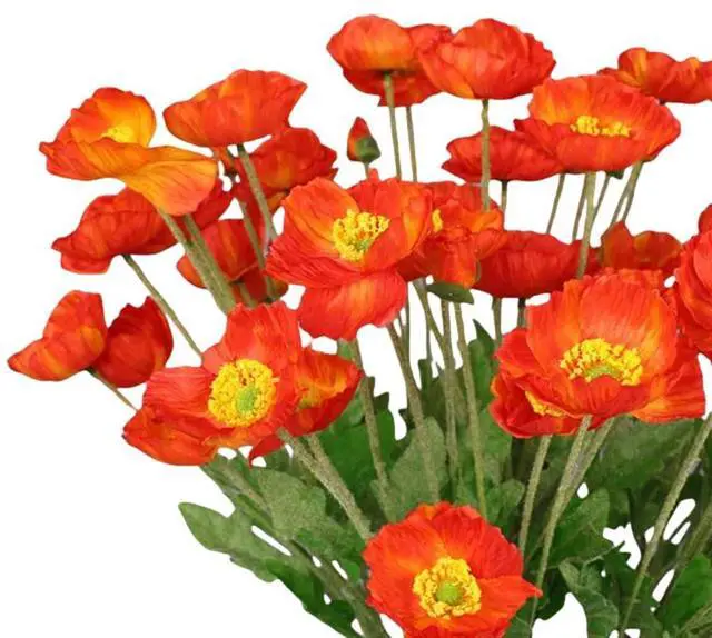 Alt view image 3 of 7 - 6 Pcs 23.6" Artificial Poppy Silk Fake Flowers,PU Real Touch Silk Flower for Easter, Memorial Day, Table Decorations, centres(Red)