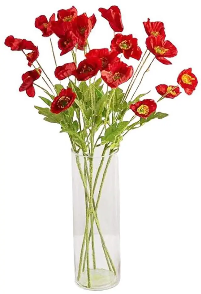 Main image of 6 Pcs 23.6" Artificial Poppy Silk Fake Flowers,PU Real Touch Silk Flower for Easter, Memorial Day, Table Decorations, centres(Red)