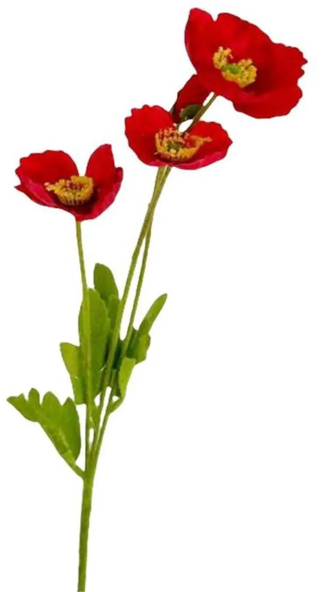 Alt view image 7 of 7 - 6 Pcs 23.6" Artificial Poppy Silk Fake Flowers,PU Real Touch Silk Flower for Easter, Memorial Day, Table Decorations, centres(Red)