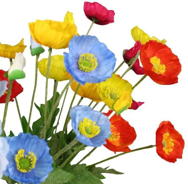 Alt view image 6 of 7 - 6 Pcs 23.6" Artificial Poppy Silk Fake Flowers,PU Real Touch Silk Flower for Easter, Memorial Day, Table Decorations, centres(Red)