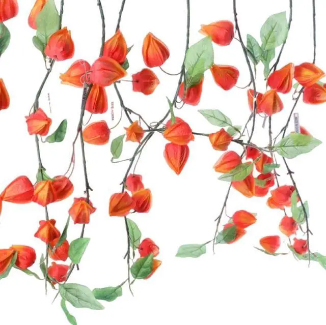 Alt view image 6 of 6 - Artificial Plant Lantern Flowers, 3 Bouquets of 34.25 Inch High Lantern Flowers for Home, Patio, Garden, Balcony, Wedding, Party, Holiday Decoration (Orange Red)
