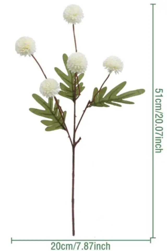 Alt view image 4 of 7 - Pompon Mum Artificial Flower, 5pcs Faux Silk Mini Chrysanth with Stems, BSimulation of 5 Autumn Ball Chrysanthemum Dandelion Fake Flowers Wedding Home DIY Decoration (White)