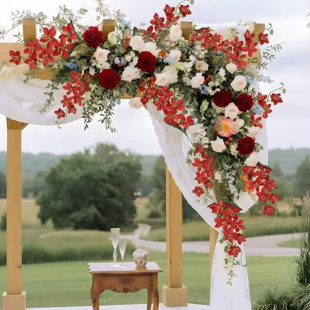 Alt view image 4 of 7 - 8PCS Orchids Artificial Flowers 27.5" Long Stem Silk Orchid Flowers Faux Orchids Stems Plant for Tall Vase Home Garden Indoor Outdoor Wedding Baby Shower Party Table Floor Centerpiece Decor (Red)