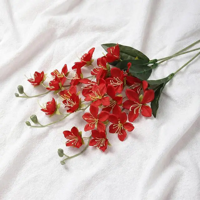 Alt view image 6 of 7 - 8PCS Orchids Artificial Flowers 27.5" Long Stem Silk Orchid Flowers Faux Orchids Stems Plant for Tall Vase Home Garden Indoor Outdoor Wedding Baby Shower Party Table Floor Centerpiece Decor (Red)