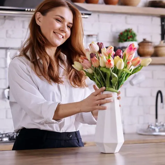Alt view image 4 of 7 - 15 Pcs Fake Tulips Artificial Flowers Real Touch PU Faux Flowers Tulip Stems for Wedding Spring Bouquet Floral Arrangement Home Office Party Decorations for Mother's Day (Multi Colors)