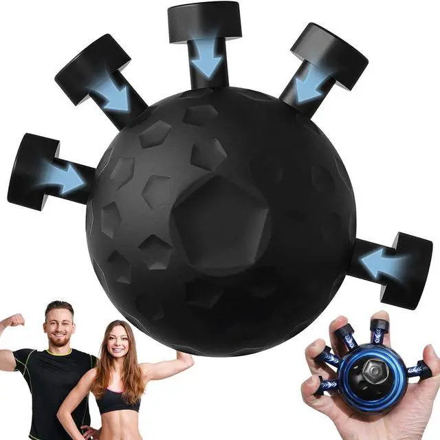Main image of Finger Hand GripStrengthener, Silicone Grip Strength Trainer for Hand and Arm, Stress Relief Massage Ball, Five Finger Exerciser for Daily Hand Conditioning and Wrist Recovery Support (Black, 1 Pack)