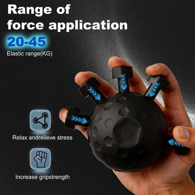 Alt view image 2 of 7 - Finger Hand GripStrengthener, Silicone Grip Strength Trainer for Hand and Arm, Stress Relief Massage Ball, Five Finger Exerciser for Daily Hand Conditioning and Wrist Recovery Support (Black, 1 Pack)