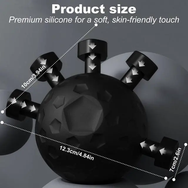 Alt view image 6 of 7 - Finger Hand GripStrengthener, Silicone Grip Strength Trainer for Hand and Arm, Stress Relief Massage Ball, Five Finger Exerciser for Daily Hand Conditioning and Wrist Recovery Support (Black, 1 Pack)