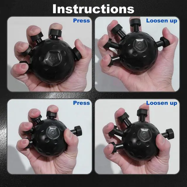 Alt view image 7 of 7 - Finger Hand GripStrengthener, Silicone Grip Strength Trainer for Hand and Arm, Stress Relief Massage Ball, Five Finger Exerciser for Daily Hand Conditioning and Wrist Recovery Support (Black, 1 Pack)