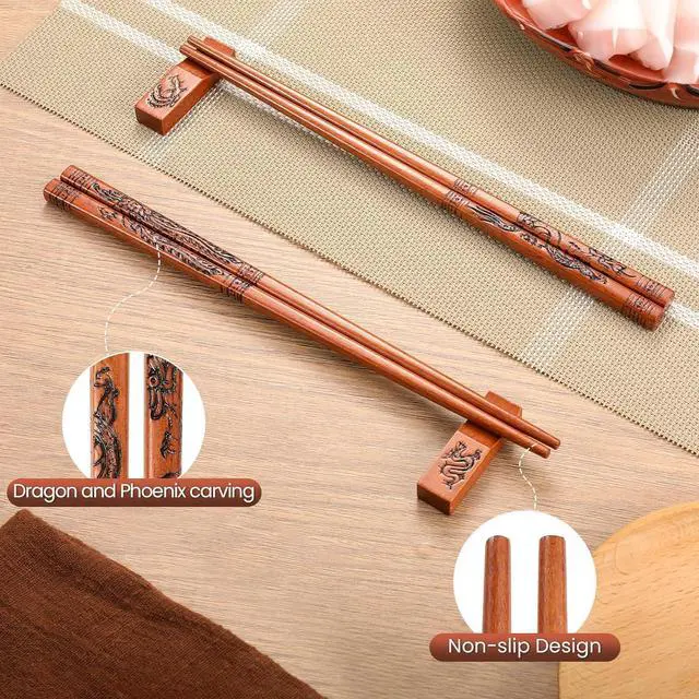 Alt view image 2 of 7 - Reusable Chopsticks, Dragon and Phoenix Chopsticks Set, Dishwasher-Safe Chopstick for Chinese Traditional Fashion Gift Set2 pairs