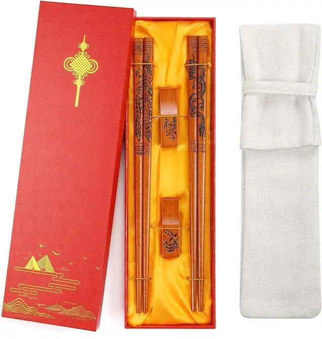Alt view image 7 of 7 - Reusable Chopsticks, Dragon and Phoenix Chopsticks Set, Dishwasher-Safe Chopstick for Chinese Traditional Fashion Gift Set2 pairs