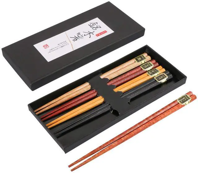 Alt view image 4 of 7 - Wooden Japanese Chopsticks Gift Set, 10 Pairs Natural Wood Chopstick Set with Boxes Hand-Carved Wood Reusable Classic Minimalism Chinese Korean Bamboo Chop Stick