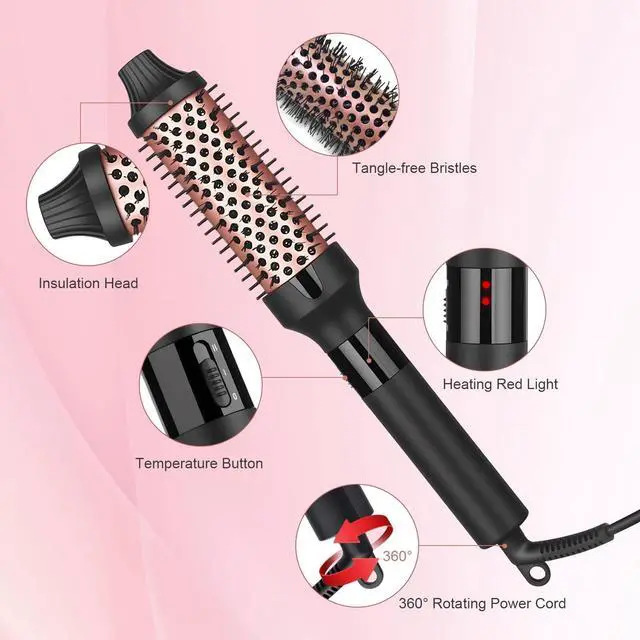 Alt view image 2 of 7 - 1.25/1.5 Inch Curling Iron Brush Ceramic Double PTC Heated Round Hair Curling Comb, Tourmaline Ionic Hot Hair Curler Thermal Brush for Traveling (1.25inch)