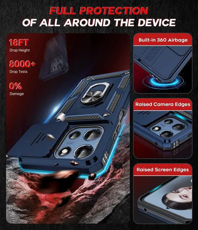 Alt view image 4 of 7 - for Motorola Moto G-2026/2025 Case/Moto G-Play 2026 Case: with Slide Camera Cover and Screen Protector, Heavy Duty Rugged Android Mobile Case Cover with Magnetic Ring Kickstand Motog 2026, Blue