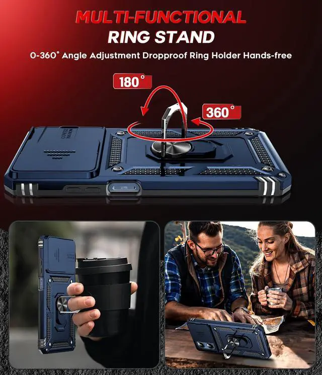 Alt view image 5 of 7 - for Motorola Moto G-2026/2025 Case/Moto G-Play 2026 Case: with Slide Camera Cover and Screen Protector, Heavy Duty Rugged Android Mobile Case Cover with Magnetic Ring Kickstand Motog 2026, Blue
