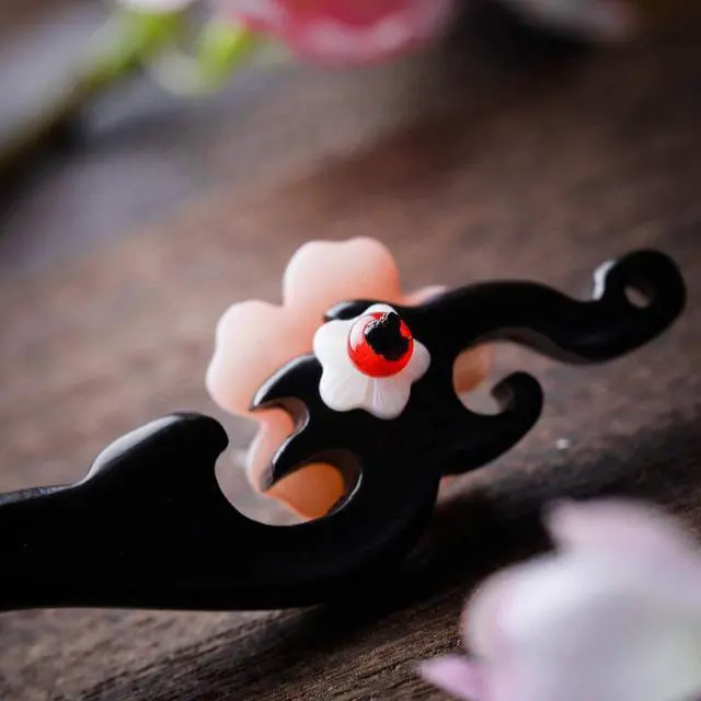 Alt view image 4 of 7 - Women Girl's Hair Stick Wooden Handmade Hair Accessories,Chinese Retro Hairpins Flower Decor Model B