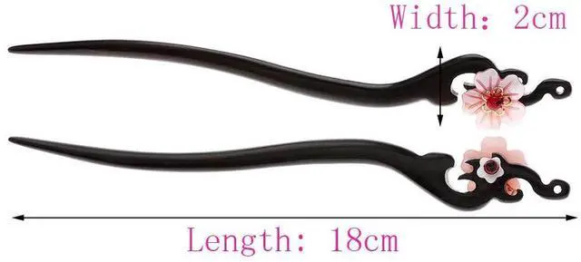 Alt view image 5 of 7 - Women Girl's Hair Stick Wooden Handmade Hair Accessories,Chinese Retro Hairpins Flower Decor Model B