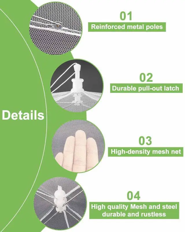 Alt view image 2 of 7 - Large Food Cover,6 Pack Mesh Food Tent,17"x17",White Nylon Covers,Pop-Up Umbrella Screen Tents,Patio Net for Outdoor Camping, Picnics, Parties,BBQ,Collapsible and Reusable