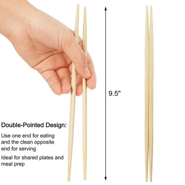 Alt view image 2 of 7 - 150 Pairs 9.5 Inch Disposable Bamboo Chopsticks, Japanese Separated Double Pointed Chopsticks for Sushi, Asian Cuisine, Restaurants, Takeout