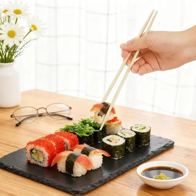 Alt view image 5 of 7 - 150 Pairs 9.5 Inch Disposable Bamboo Chopsticks, Japanese Separated Double Pointed Chopsticks for Sushi, Asian Cuisine, Restaurants, Takeout