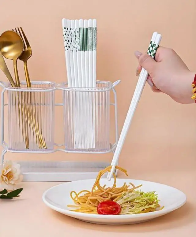 Alt view image 2 of 7 - 10 Pairs Ceramic Chopsticks,9.65inch High-grade Bone Porcelain Chinese Chopsticks,Reusable chopsticks are suitable for Chinese and Japanese food, takeaway