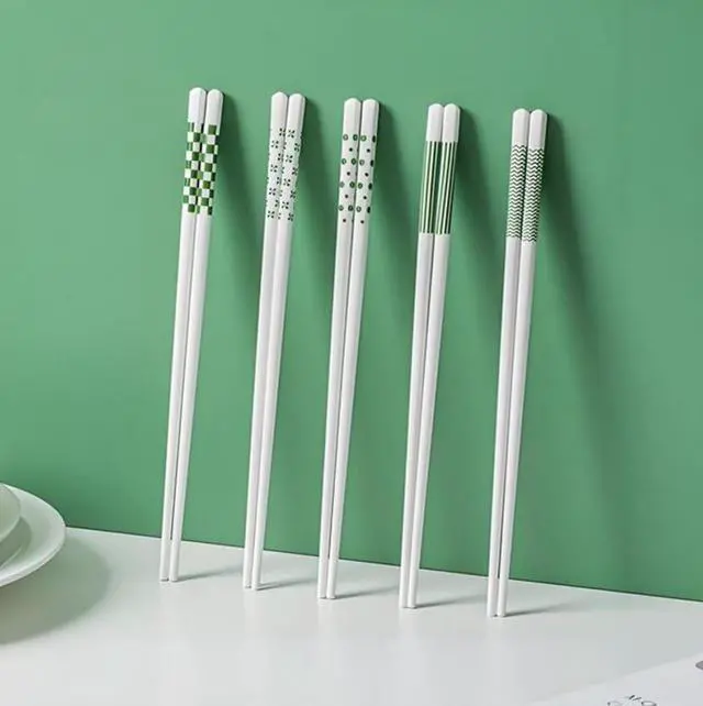 Alt view image 7 of 7 - 10 Pairs Ceramic Chopsticks,9.65inch High-grade Bone Porcelain Chinese Chopsticks,Reusable chopsticks are suitable for Chinese and Japanese food, takeaway