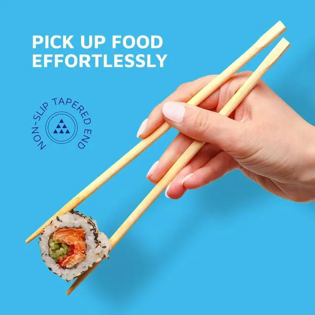 Alt view image 3 of 7 - Individually Wrapped Twin Chopsticks | Bulk 100 Pack Disposable Wooden Chopsticks | Chinese Bamboo Splinter-Free Party Utensil for Sushi, Rice, Noodles & All Asian, Japanese, Korean Dishes