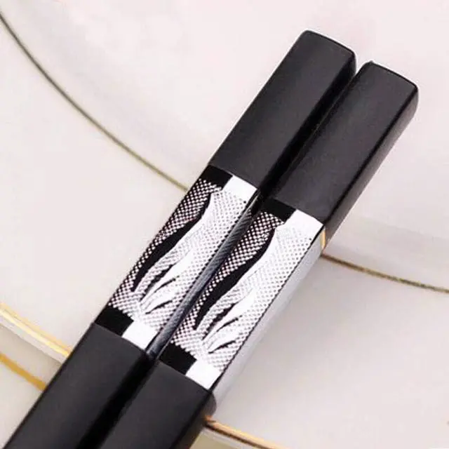 Alt view image 4 of 7 - 10 Pairs Fiberglass Chopsticks, Reusable Chopsticks and Dishwasher Safe10 1/2 Inches -Clover,Silver