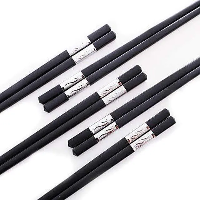 Alt view image 5 of 7 - 10 Pairs Fiberglass Chopsticks, Reusable Chopsticks and Dishwasher Safe10 1/2 Inches -Clover,Silver