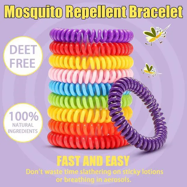 Alt view image 2 of 7 - 48 Pack Mosquito Repellent Bracelets with 72 Mosquito Patches, Individually Wrapped Mosquitoes Bracelets Stickers for Camping Swimming Outdoor Indoor, Deet Free