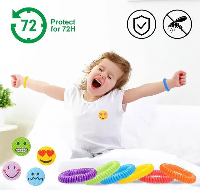 Alt view image 3 of 7 - 48 Pack Mosquito Repellent Bracelets with 72 Mosquito Patches, Individually Wrapped Mosquitoes Bracelets Stickers for Camping Swimming Outdoor Indoor, Deet Free