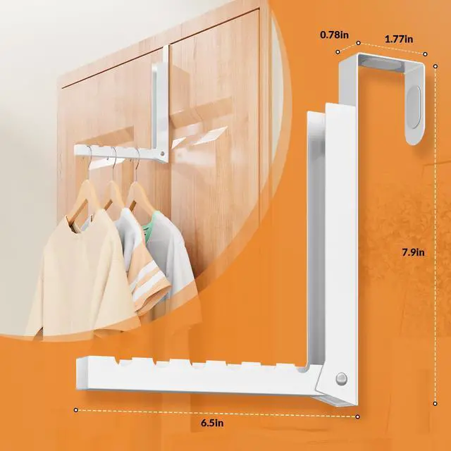 Alt view image 3 of 7 - Over The Door Drying Rack, Foldable Metal Door Hanger, Space Saving Clothes Drying Rack for Laundry Room, Bathroom, Closet, Over Door Clothes Hanger Organizer (2 Pack)