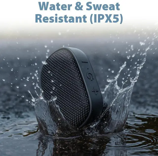 Alt view image 4 of 6 - Wearable Bluetooth Speaker with Clip, Waterproof Mini Portable Speaker, SOS Emergency Alert, TWS Stereo, Built-in Mic, Hands-Free Speaker for Jobsite, Outdoor, Work, Golf, Hiking, Black