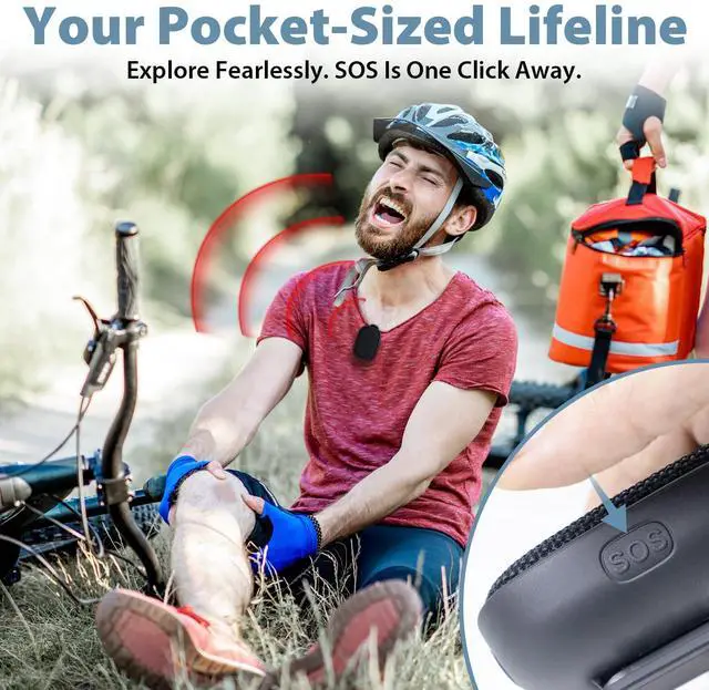 Alt view image 6 of 6 - Wearable Bluetooth Speaker with Clip, Waterproof Mini Portable Speaker, SOS Emergency Alert, TWS Stereo, Built-in Mic, Hands-Free Speaker for Jobsite, Outdoor, Work, Golf, Hiking, Black