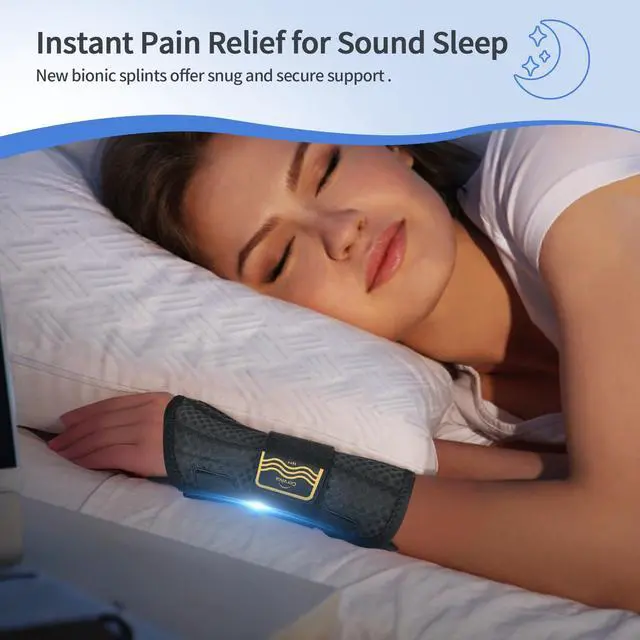 Alt view image 2 of 7 - Carpal Tunnel Wrist Brace Night Support for Women Men, Pain Relief Metal Wrist Splint for Tendonitis, Arthritis, Sprain, Fit Left or Right Hand for Work, Rigid Hand Brace for Sleeping, Black