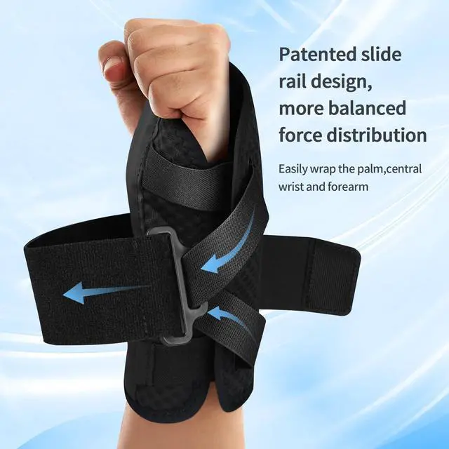Alt view image 4 of 7 - Carpal Tunnel Wrist Brace Night Support for Women Men, Pain Relief Metal Wrist Splint for Tendonitis, Arthritis, Sprain, Fit Left or Right Hand for Work, Rigid Hand Brace for Sleeping, Black