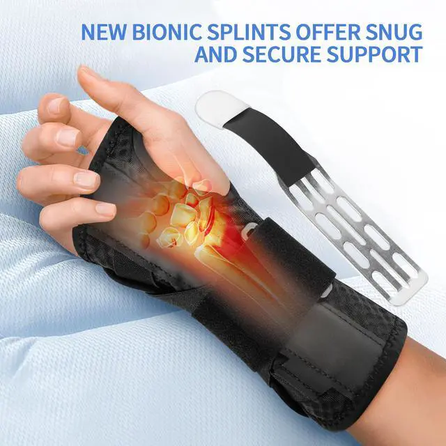 Alt view image 5 of 7 - Carpal Tunnel Wrist Brace Night Support for Women Men, Pain Relief Metal Wrist Splint for Tendonitis, Arthritis, Sprain, Fit Left or Right Hand for Work, Rigid Hand Brace for Sleeping, Black