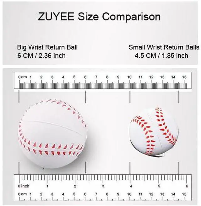 Alt view image 3 of 7 - 4/8/16 Pack 2.36 inch Wrist Return Balls Baseballs on a String with Wristband - for Kids, Teens & Adults - Fun Sports Gift for Wrist Exercise Hand-Eye Coordination & Rebound Practice Yellow