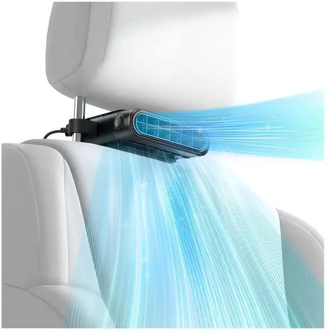 Main image of Car Seat Fan for Back Seat with Dual Airflow for Back Cooling & Baby Rear Facing, Backseat Fan for Infants, Kids, Pets & Rear Passengers, USB Powered Headrest Fan with 3 Speeds, Fits SUV Sedan Trucks