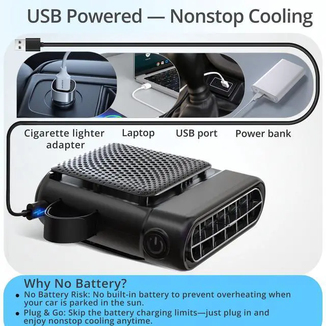 Alt view image 7 of 7 - Car Seat Fan for Back Seat with Dual Airflow for Back Cooling & Baby Rear Facing, Backseat Fan for Infants, Kids, Pets & Rear Passengers, USB Powered Headrest Fan with 3 Speeds, Fits SUV Sedan Trucks
