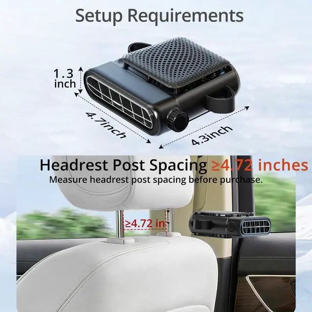 Alt view image 4 of 7 - Car Seat Fan with Seatback Cooling Airflow for Driver & Back Seat Passengers, 3-speed Quiet USB Backseat Fan for Baby Rear Facing, Headrest Carseat Fan for Infant, Kids & Dogs