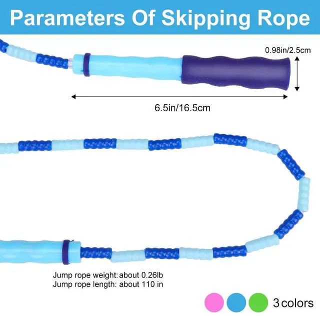 Alt view image 4 of 7 - GRAWUN Jump Rope For Kids, 3 Pack Soft Adjustable Length Tangle-Free Segmented Soft Beaded Skipping Rope, for Women, Men and Kids Keeping Fit, Workout and Weight Loss