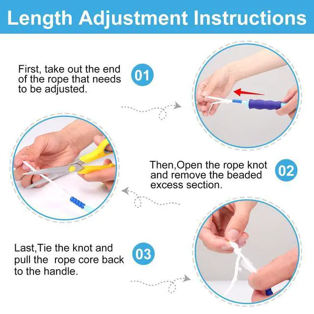 Alt view image 3 of 7 - GRAWUN Jump Rope For Kids, 3 Pack Soft Adjustable Length Tangle-Free Segmented Soft Beaded Skipping Rope, for Women, Men and Kids Keeping Fit, Workout and Weight Loss