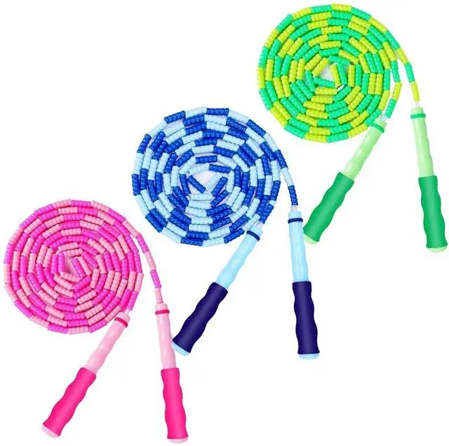 Main image of GRAWUN Jump Rope For Kids, 3 Pack Soft Adjustable Length Tangle-Free Segmented Soft Beaded Skipping Rope, for Women, Men and Kids Keeping Fit, Workout and Weight Loss