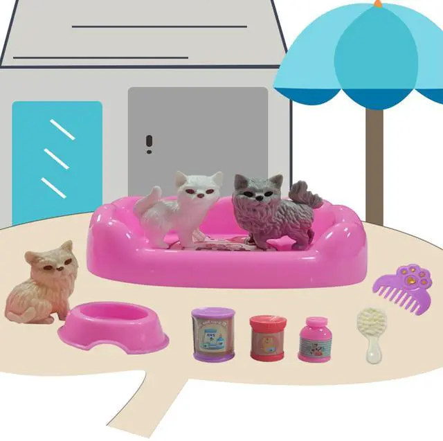 Alt view image 3 of 7 - 45Pcs Dollhouse Furniture Set Miniature Accessories Cat Dog Figurine Playset Pet Care Center Doll House Accessories Educational Pretend Play Toys Gifts for Kids Toddlers Boys Age 3+