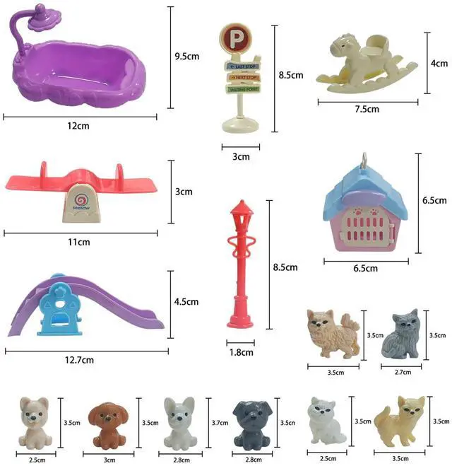 Alt view image 6 of 7 - 45Pcs Dollhouse Furniture Set Miniature Accessories Cat Dog Figurine Playset Pet Care Center Doll House Accessories Educational Pretend Play Toys Gifts for Kids Toddlers Boys Age 3+