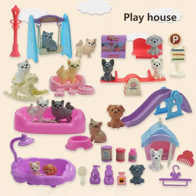 Alt view image 7 of 7 - 45Pcs Dollhouse Furniture Set Miniature Accessories Cat Dog Figurine Playset Pet Care Center Doll House Accessories Educational Pretend Play Toys Gifts for Kids Toddlers Boys Age 3+