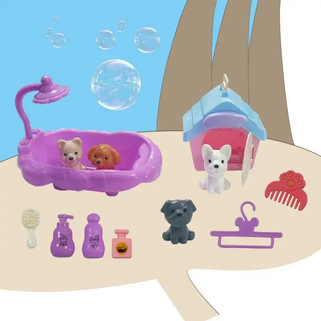 Alt view image 2 of 7 - 45Pcs Dollhouse Furniture Set Miniature Accessories Cat Dog Figurine Playset Pet Care Center Doll House Accessories Educational Pretend Play Toys Gifts for Kids Toddlers Boys Age 3+