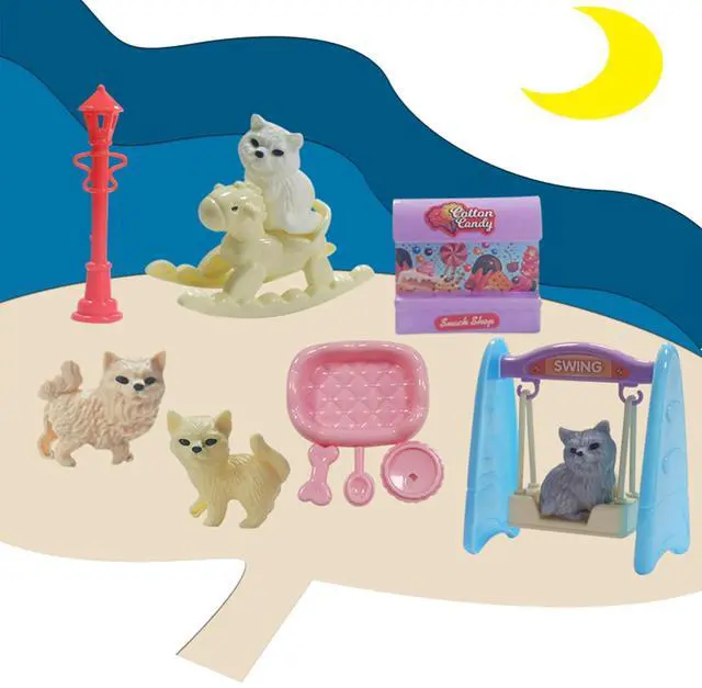 Alt view image 5 of 7 - 45Pcs Dollhouse Furniture Set Miniature Accessories Cat Dog Figurine Playset Pet Care Center Doll House Accessories Educational Pretend Play Toys Gifts for Kids Toddlers Boys Age 3+