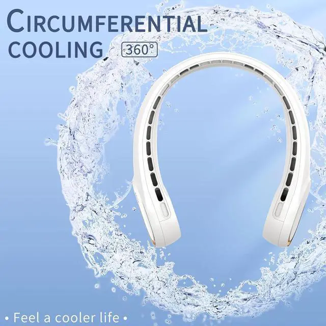 Alt view image 2 of 6 - Neck Fan, Portable Personal Fan Strong Wind, 4000mAh, Air Volume,360° Cooling, No Hair Twisting, Air Volume On 2 Sides, Non-Slip, Quick Charge, Long Use Time, Birthday Gift for Women, Dad, Men